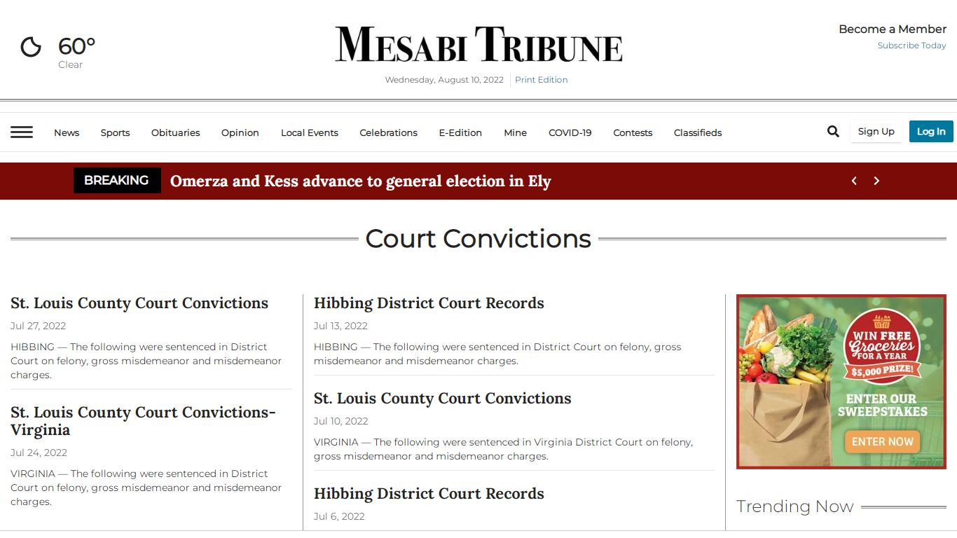 Court Convictions | mesabitribune.com