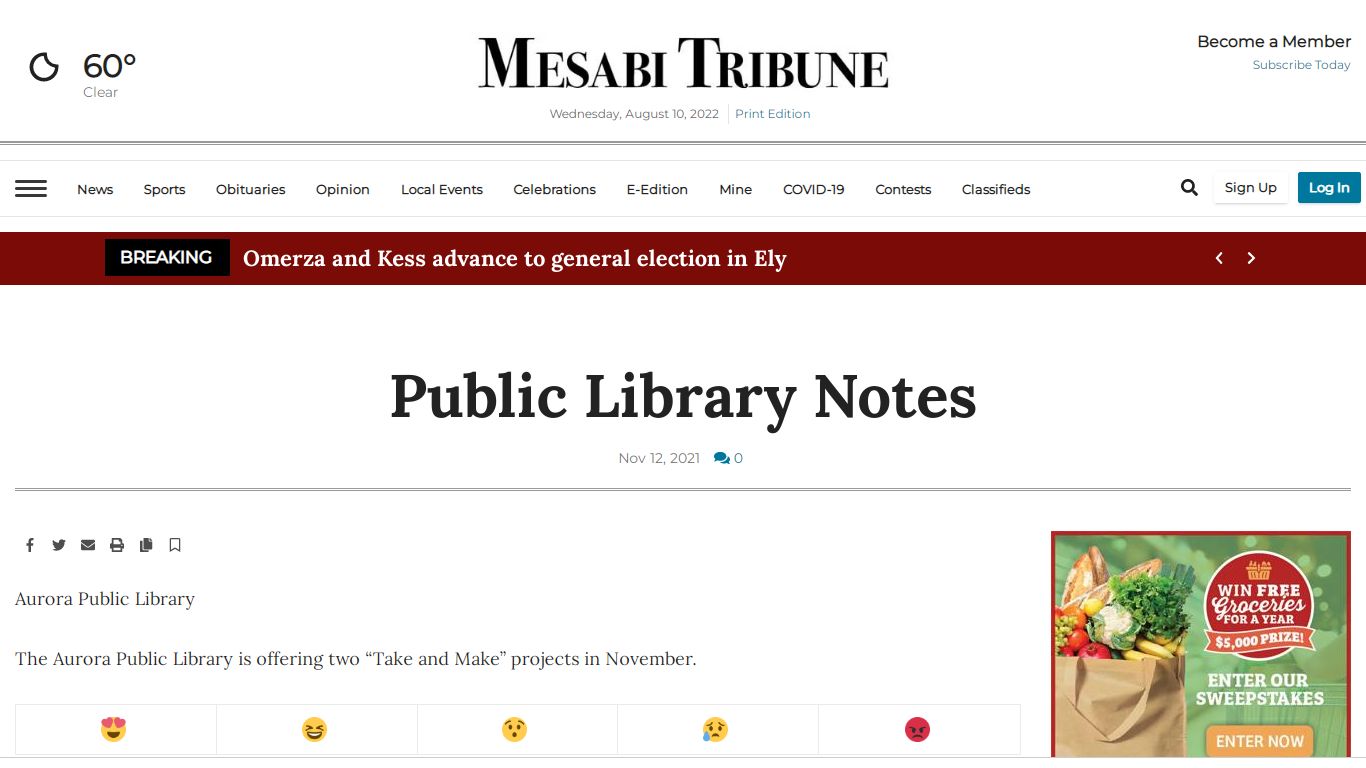 Public Library Notes | Free Press | mesabitribune.com